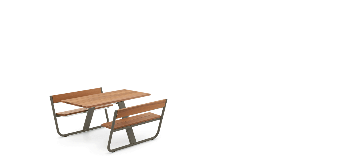 extremis-Manille-Picnic-Outdoor-Tisch-mit-Sitzbank-Hellwood-Holz-Animation
