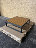 Gandia Blasco DNA Teak 90x91 cm Beistelltisch Teakholz Aluminium anthrazit seitlich rechts Gandia Blasco DNA Teak 90x91 cm Beistelltisch Teakholz Aluminium anthrazit seitlich rechts