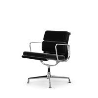 Vitra Eames Soft Pad Chair EA 208 Leder nero Gestelle verchromt gebrauchter Designklassiker