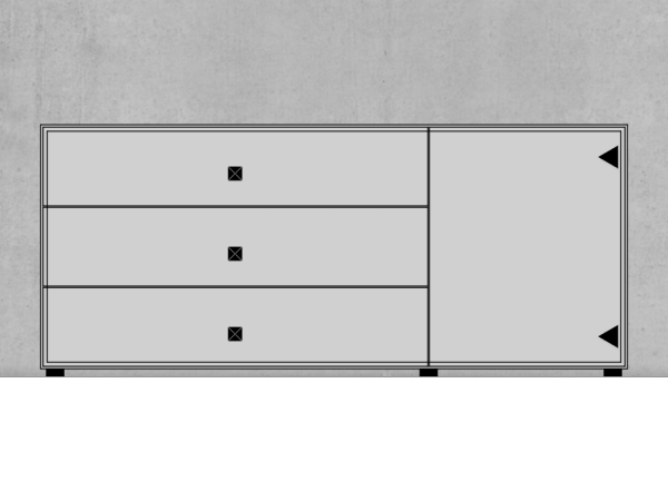 Piure NEX PUR BOX Sideboard 180 x 77 3 x 48 cm weiss matt Skizze