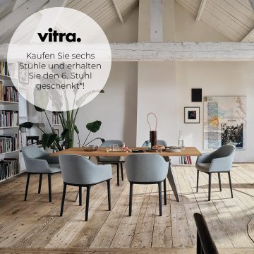 | Vitra Esszimmerstuhl-Angebot"Kaufen Sie sechs Stühle und erhalten Sie den 6. Stuhl geschenkt*!https://www.inneneinrichtung-hufnagel.de/sonderaktionen-herstelleraktionen/vitra-winterkampagne-2022-2023/Aktionszeitraum: 01. November 2022 bis ein