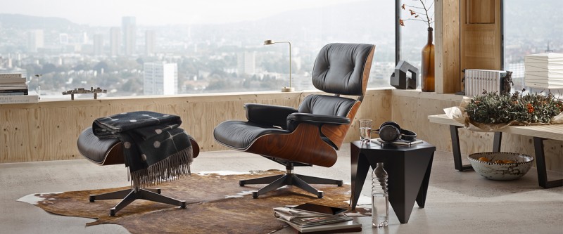 Vitra Eames Lounge Chair und Ottoman das Original in Loftwohnung
