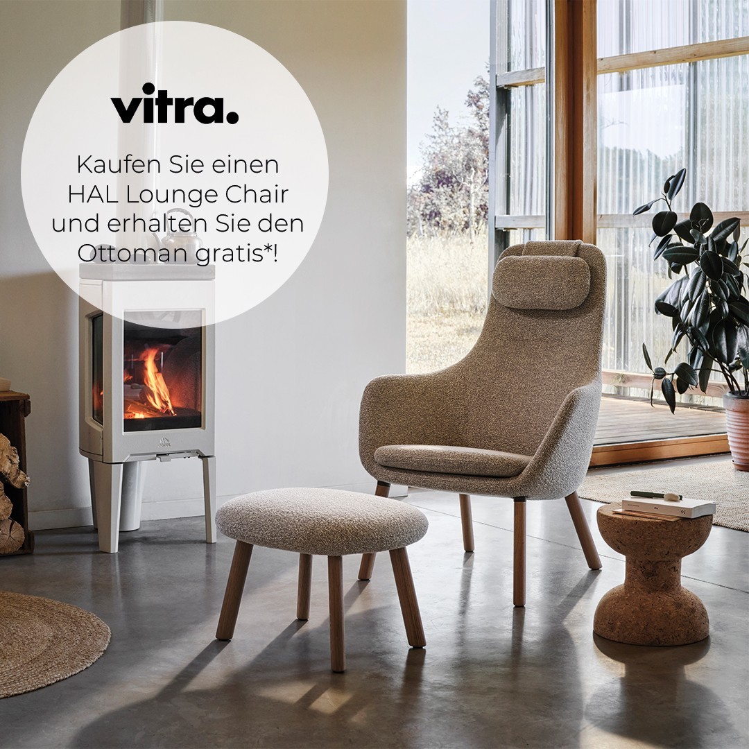 | Vitra Ottoman als Geschenk"Kaufen Sie einen HAL Lounge Chair und erhalten Sie den Ottoman gratis*!https://www.inneneinrichtung-hufnagel.de/sonderaktionen-herstelleraktionen/vitra-winterkampagne-2022-2023/Aktionszeitraum: 01. November 2022 bis