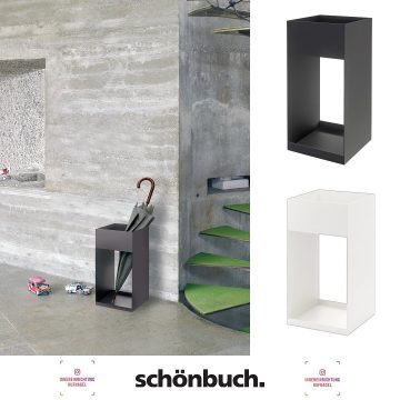 |Schönbuch Match Schirmständer design by Jehs + Laub ..Überzeugende Klarheit. Der Schirmständer der Linie MATCH ist aus nahtlos verschweißtem Metall und hat eine weiße oder schieferschwarze Soft-Touch-Pulverbeschichtung. Klares Design, absolut zei