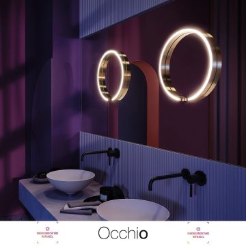 | Occhio Mito Sfera Spiegelleuchteenjoy beauty – die Spiegelleuchte Mito sfera su kann auf Spiegelflächen jeder Größe und Art montiert werden. Sie bietet blendfreies und individuell einstellbares Licht. Per Geste oder optional per Occhio air kann