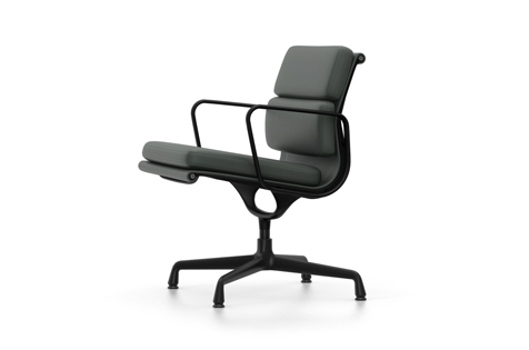 Vitra Soft Pad Chair EA 208 Leder Premium jade m Kontrastnaht UG beschichtet tiefschwarz