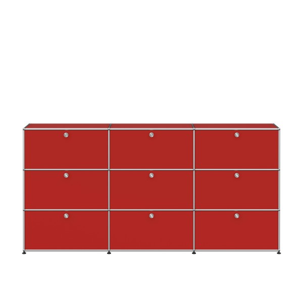USM Haller Regal XL 3x3 9 Klappturen rubinrot