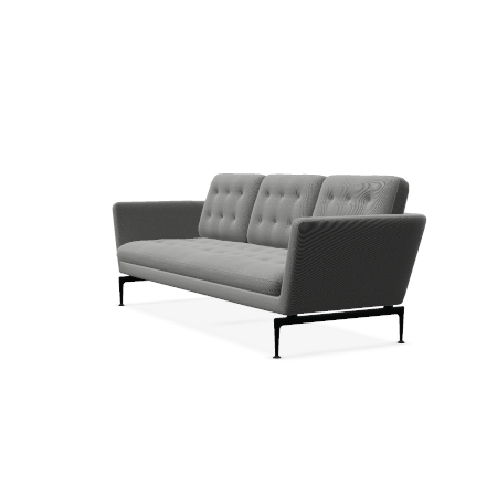 Vitra Suita Sofa 3 Sitzer mit geheftetem Rucken Stoff Dumet sierragrau melange Gestell basic dark seitlich