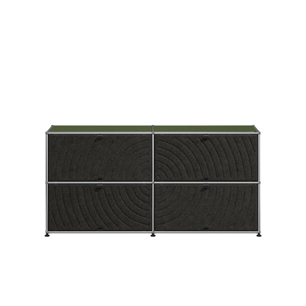 USM Haller Sideboard olivgrun 4 Soft Panels dunkelgrau