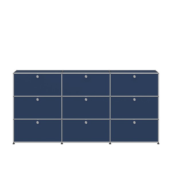 USM Haller Regal XL 3x3 9 Klappturen stahlblau