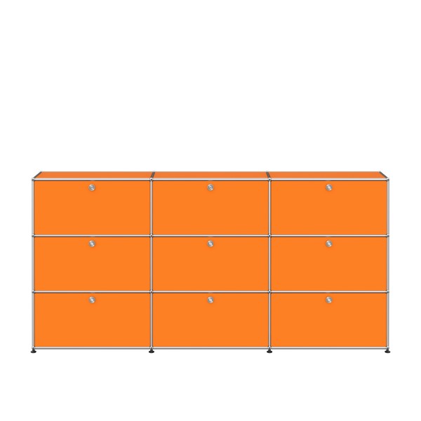 USM Haller Regal XL 3x3 9 Klappturen reinorange