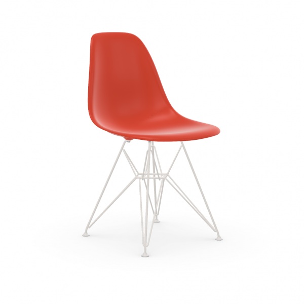 Vitra Eames Plastic Side Chair DSR (neue Höhe) poppy red UG: weiss, pulverbeschichtet