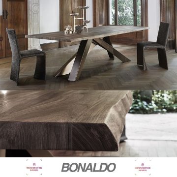 Bonaldo Big Table - design by Alain GillesEin Spiel mit dem Gleichgewicht, ein Weg, der von einem Element zum nächsten und von einer Farbe zur nächsten führt. Der Neigungswinkel der Beine vermittelt Dynamik, die Linienführung der Tischplatte vermit