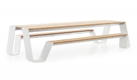 extremis® Hopper Picnic Gartentisch mit Sitzbank B 360 cm Iroko Hartholz UG: weiß, pulverbeschichtet