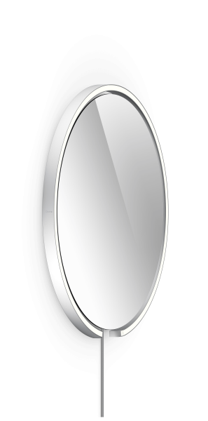 Occhio Mito Sfera Corda 60 Wide mit klarem Spiegel externes Stromkabel silber matt