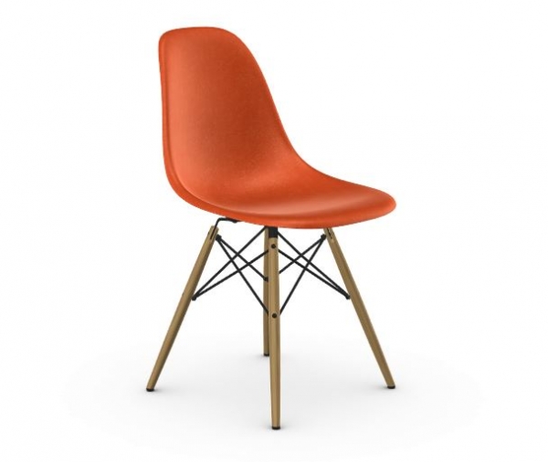 Vitra Eames Fiberglass Side Chair DSW orange UG: Ahorn gelblich
