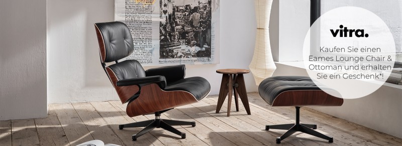 Vitra Aktion Eames Lounge Chair und Ottoman kaufen Hocker oder Beistelltisch als Geschenk