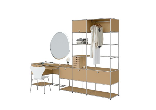 USM Haller Garderoben Wardrobes Schminktisch mit Garderobe Klappturen USM beige 98