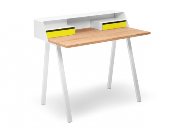 Muller Mobelfabrikation PS05 Schreibtisch Sekretar mit Schubladenbox und Elektrobox Eiche massiv geolt