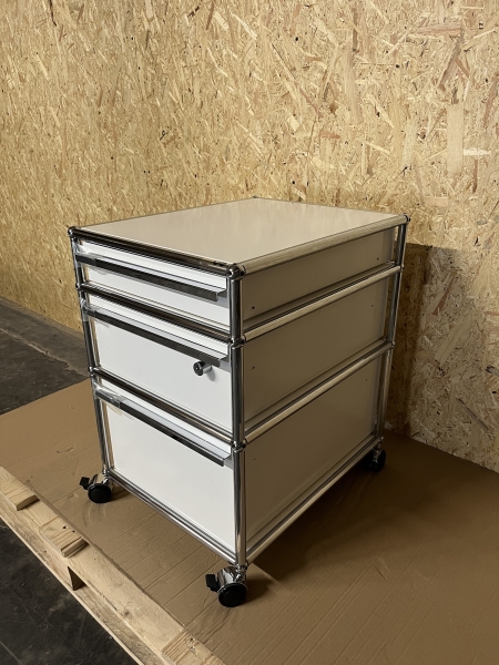 USM Haller Rollcontainer Ausstellungsstuck 3 Schuben reinweiss seitlich rechts