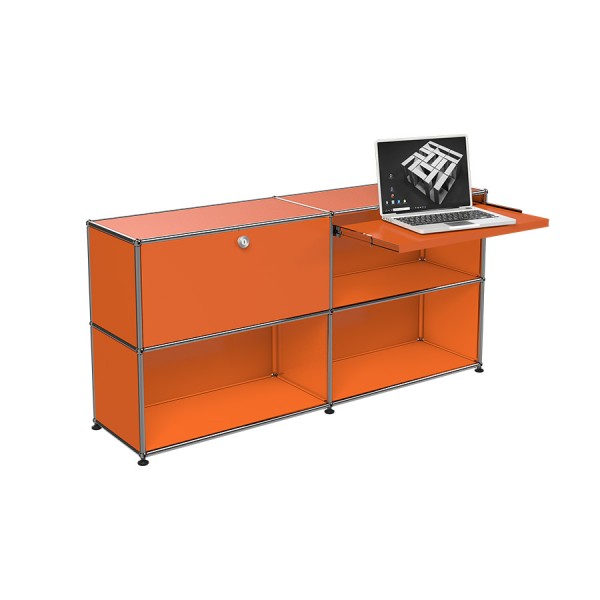 USM Haller Sideboard mit Klapptuer Ausziehtablar fuer Home Office orange