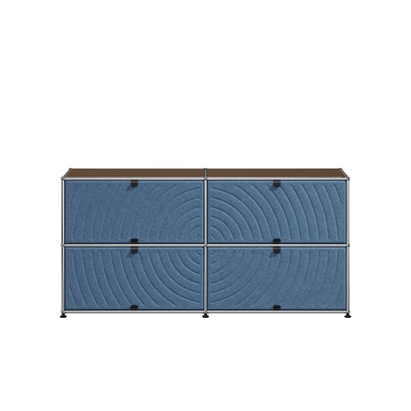 USM Haller Sideboard USM braun 4 Soft Panels blau