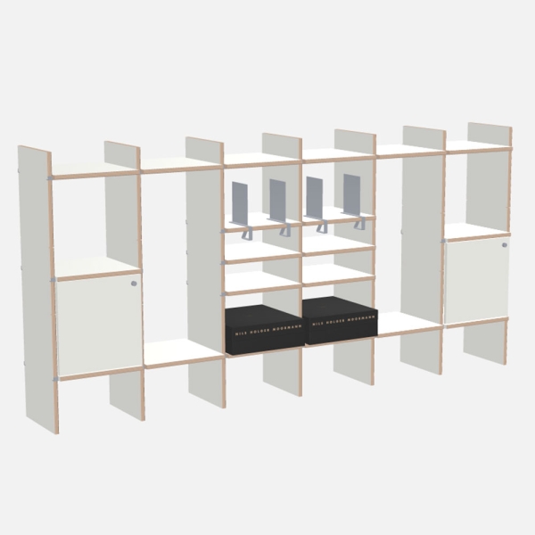 Nils Holger Moormann FNP FU Regal weiss inkl Schliessfacher Buchhalter und Boxen