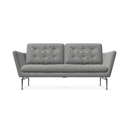 Vitra Suita Sofa 2 Sitzer mit geheftetem Rucken Stoff Dumet sierragrau melange Gestell basic dark