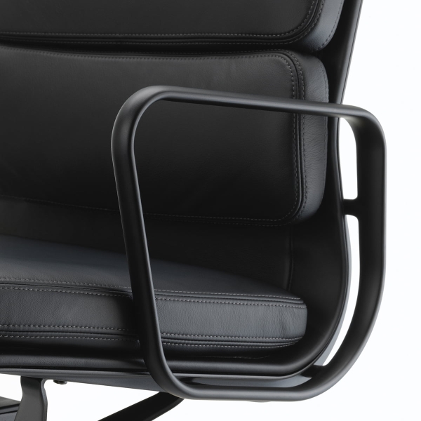 Vitra EA 219 Aluminium Soft Pad Chair Burodrehstuhl tiefschwarz m Armlehnen Leder Premium F nero Armlehne