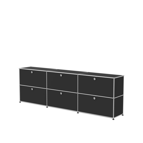 USM Haller Sideboard XL 3x2 6 Klappturen graphitschwarz seitlich