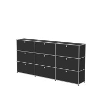 Vorschau: USM Haller Regal XL 3x3 9 Klappturen graphitschwarz seitlich Vorschau: USM Haller Regal XL 3x3 9 Klappturen graphitschwarz seitlich