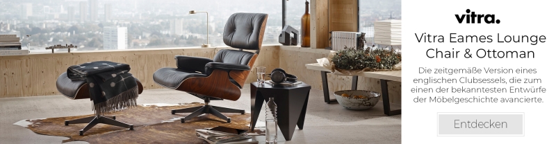 Vitra Lounge Chair & Ottoman, Santos Palisander, Leder Premium nero, UG poliert / Seiten schwarz