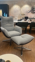 Vorschau: COR Cordia Lounge Ottoman drehbar kippbar Stoff 8181 silbergrau Leder asche Gestell poliert Vorschau: COR Cordia Lounge Ottoman drehbar kippbar Stoff 8181 silbergrau Leder asche Gestell poliert