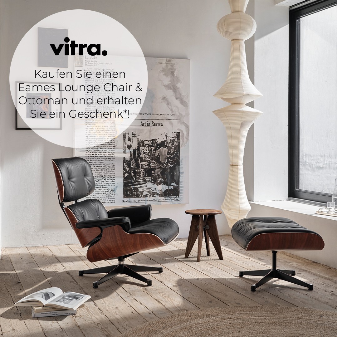 | Vitra Beistelltisch oder -hocker geschenkt"Kaufen Sie einen Eames Lounge Chair & Ottoman oder einen anderen Lounge Chair & Ottoman und erhalten Sie ein Geschenk!*!https://www.inneneinrichtung-hufnagel.de/sonderaktionen-herstelleraktionen/vitra-
