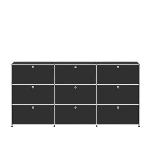 USM Haller Regal XL 3x3 9 Klappturen graphitschwarz