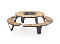 extremis® Pantagruel Picnic Gartentisch mit Sitzbank Essgruppe Iroko-Holz & Stahl schwarz