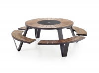 extremis® Pantagruel Picnic Gartentisch mit Sitzbank Essgruppe Hellwood-Holz & Stahl schwarz