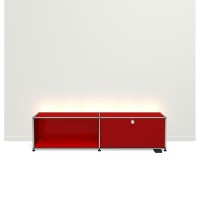 USM Haller E TV/Hi-Fi-Möbel mit dimmbarem Licht rot