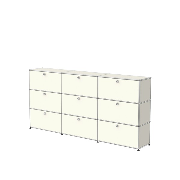 USM Haller Regal XL 3x3 9 Klappturen reinweiss seitlich