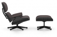 Vitra Lounge Chair & Ottoman Esche schwarz Leder Premium chocolate UG beschichtet schwarz