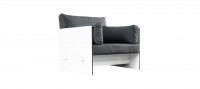 CONMOTO Riva Lounge Club Chair mit Kissen Outdoormöbel weiß / hellgrau / schwarze Kante