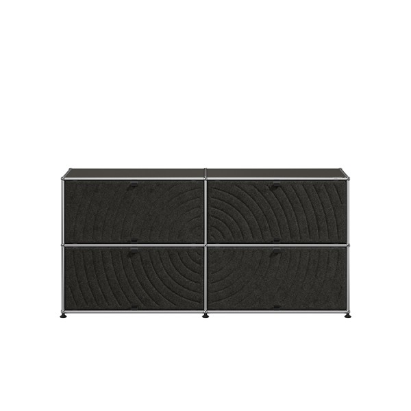 USM Haller Sideboard graphitschwarz 4 Soft Panels dunkelgrau