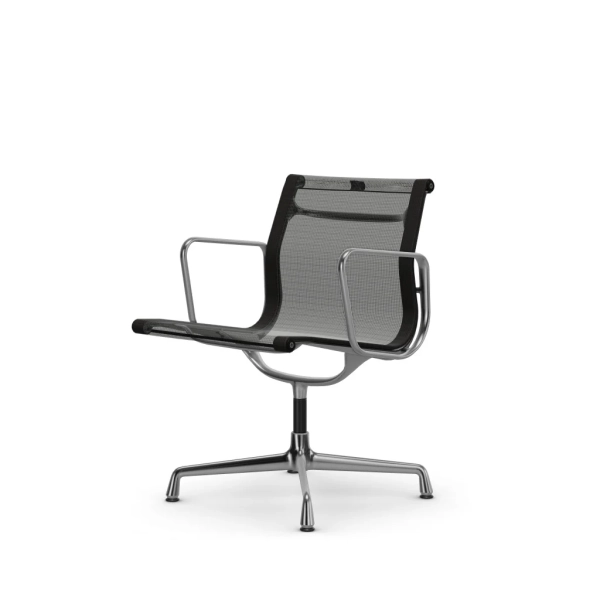 Vitra Eames Aluminium Chair EA108 gebraucht drehbar mit Armlehnen Netzgewebe nero verchromt