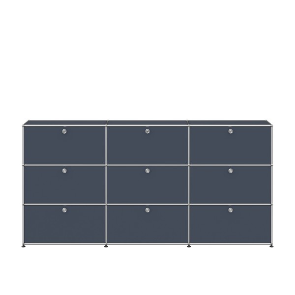 USM Haller Regal XL 3x3 9 Klappturen anthrazitgrau