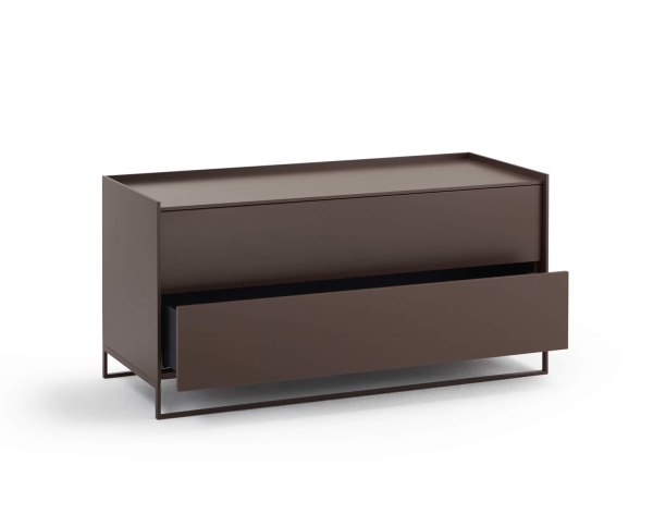 Moller Design LEAN BOX K1202S Kommode mit 2 Schubkasten Lack matt TV Mobel mit Schubkasten geoffnet
