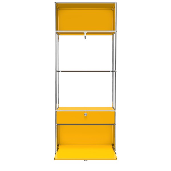 USM Haller Garderobe mit 2 Klappturen und Garderobenstange gelb