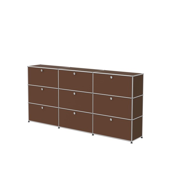 USM Haller Regal XL 3x3 9 Klappturen USM braun seitlich