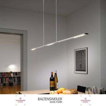 | Baltensweiler LET D 180Das Merkmal von LET ist das filigrane Profil des Leuchtenkopfs mit Kugelgelenk. Das Licht entsteht durch die typischen Lichtmodule mit vier Power-LEDs. Die Leuchtenfamilie besteht aus Tisch-, Steh- und Hängeleuchten.LET D