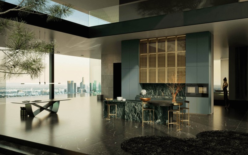 SieMatic Küchenlinie Mondial Luxusküche im Penthouse von Frankfurt