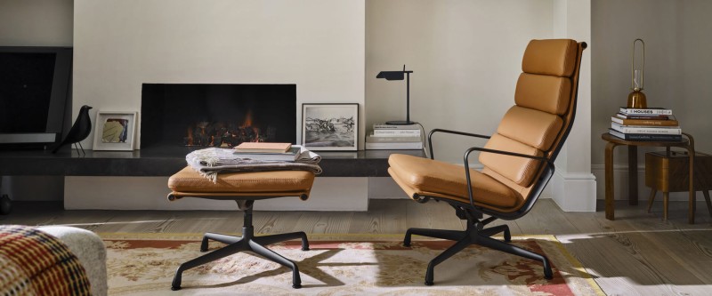 Vitra Eames Soft Pad Lounge Chair EA 222 & Ottoman EA 223